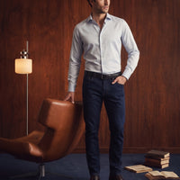 Medium Gray Long Sleeve Slim Fit Cotton Non-Iron Sateen Classic Shirt
