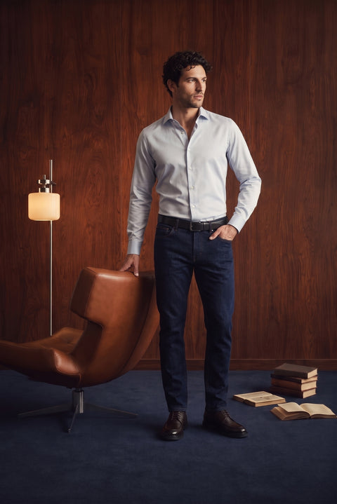 Medium Gray Long Sleeve Slim Fit Cotton Non-Iron Sateen Classic Shirt
