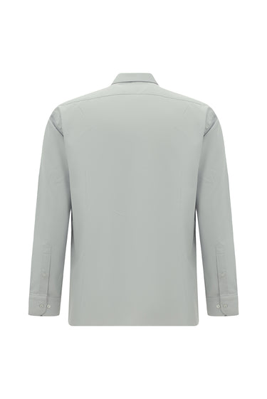  Orta Gri Uzun Kol Slim Fit Dar Kesim Pamuklu Non Iron Saten Klasik Gömlek