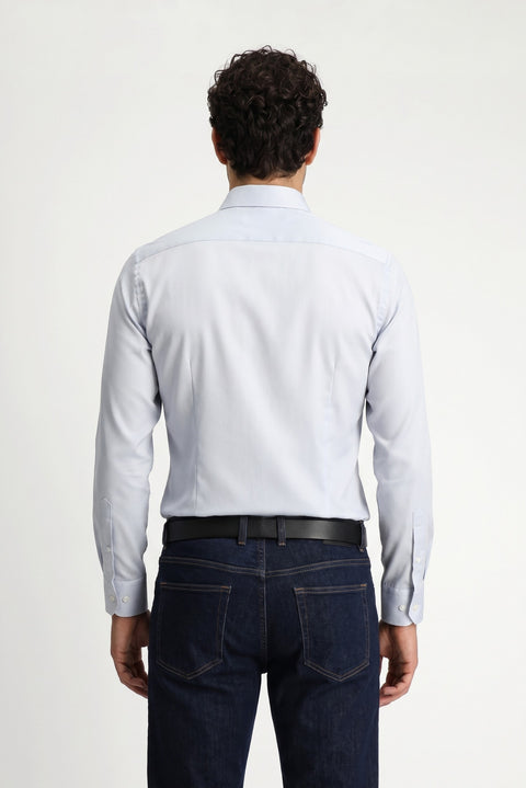 Medium Gray Long Sleeve Slim Fit Cotton Non-Iron Sateen Classic Shirt