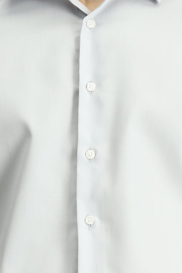 Orta Gri Uzun Kol Slim Fit Dar Kesim Pamuklu Non Iron Saten Klasik Gömlek