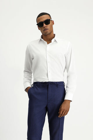  Beyaz Uzun Kol Slim Fit Dar Kesim Pamuklu Non Iron Saten Klasik Gömlek