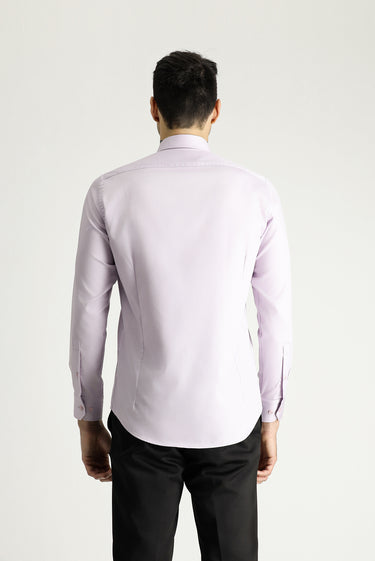  Lila Uzun Kol Slim Fit Dar Kesim Pamuklu Non Iron Saten Klasik Gömlek