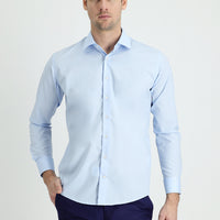 Uçuk Mavi Uzun Kol Slim Fit Dar Kesim Non Iron Klasik Pamuklu Gömlek