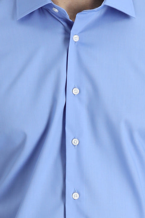 Aqua Mavisi Uzun Kol Slim Fit Dar Kesim Non Iron Klasik Pamuklu Gömlek