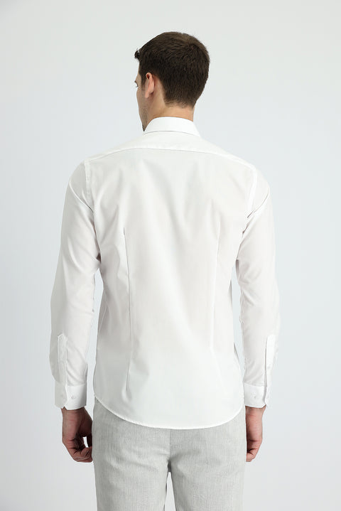 Beyaz Uzun Kol Slim Fit Dar Kesim Non Iron Klasik Pamuklu Gömlek