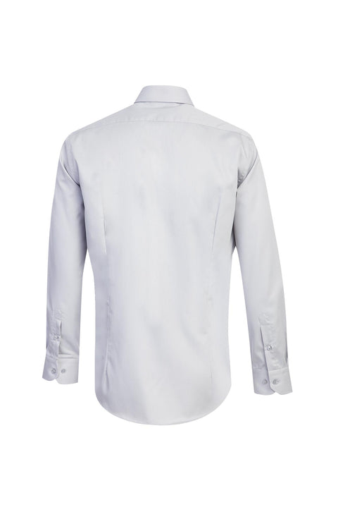 Orta Gri Uzun Kol Slim Fit Dar Kesim Klasik Non Iron Saten Pamuklu Gömlek