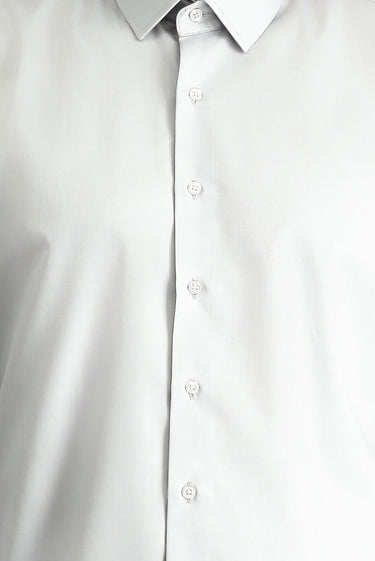 Orta Gri Uzun Kol Slim Fit Dar Kesim Klasik Non Iron Saten Pamuklu Gömlek