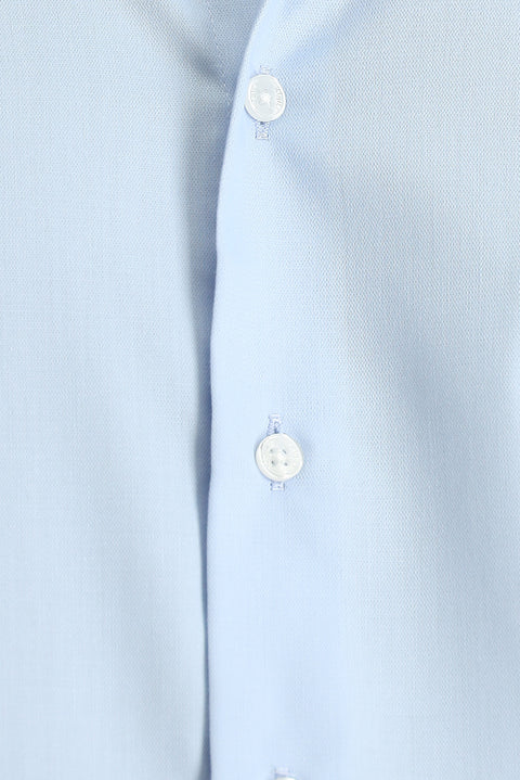 Uçuk Mavi Uzun Kol Slim Fit Dar Kesim Klasik Non Iron Saten Pamuklu Gömlek