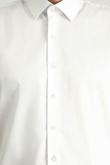 Beyaz Uzun Kol Slim Fit Dar Kesim Klasik Non Iron Saten Pamuklu Gömlek