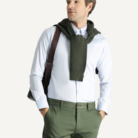 Açık Mavi Uzun Kol Slim Fit Dar Kesim Non Iron Oxford Pamuklu Gömlek