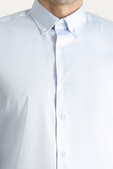 Açık Mavi Uzun Kol Slim Fit Dar Kesim Non Iron Oxford Pamuklu Gömlek