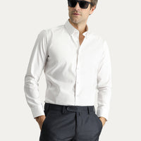 Beyaz Uzun Kol Slim Fit Dar Kesim Non Iron Oxford Pamuklu Gömlek