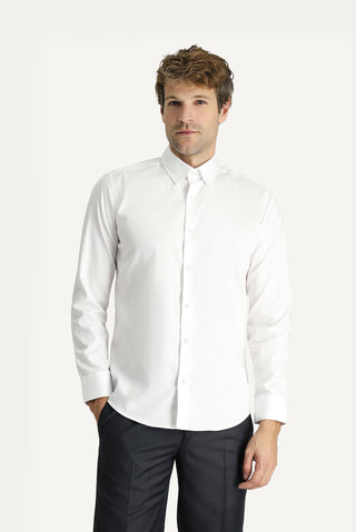  Beyaz Uzun Kol Slim Fit Dar Kesim Non Iron Oxford Pamuklu Gömlek
