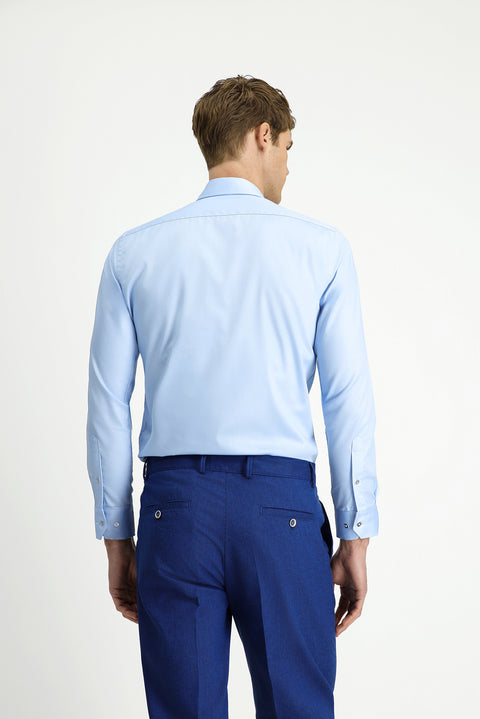 Uçuk Mavi Uzun Kol Slim Fit Dar Kesim Non Iron Ütü Gerektirmeyen Pamuklu Düğmeli Yaka Gömlek