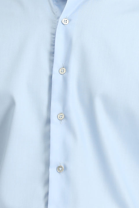 Uçuk Mavi Uzun Kol Slim Fit Dar Kesim Non Iron Ütü Gerektirmeyen Pamuklu Düğmeli Yaka Gömlek