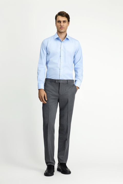 Uçuk Mavi Uzun Kol Slim Fit Non Iron Ütü Gerektirmeyen Pamuklu Klasik Gömlek