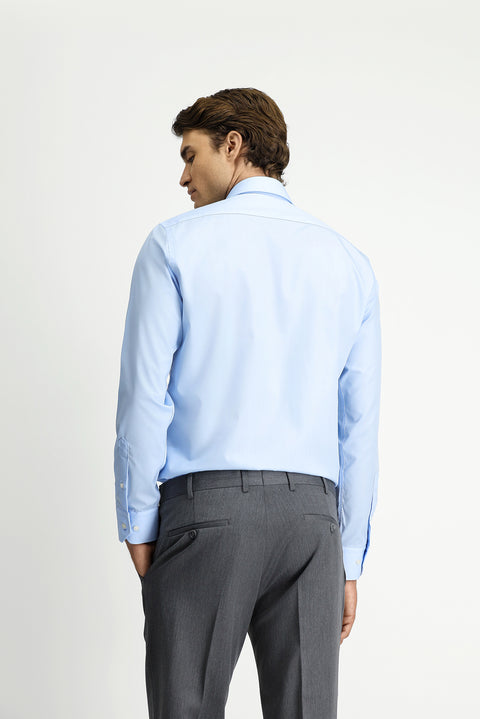 Uçuk Mavi Uzun Kol Slim Fit Non Iron Ütü Gerektirmeyen Pamuklu Klasik Gömlek