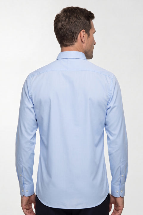 Uçuk Mavi Uzun Kol Slim Fit Non Iron Ütü Gerektirmeyen Pamuklu Klasik Gömlek