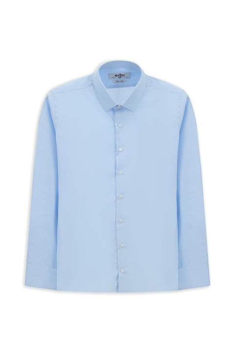 Uçuk Mavi Uzun Kol Slim Fit Non Iron Ütü Gerektirmeyen Pamuklu Klasik Gömlek