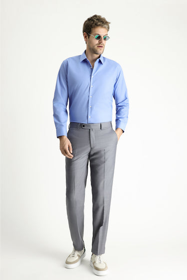  Aqua Mavisi Uzun Kol Slim Fit Dar Kesim Non Iron Ütü Gerektirmeyen Pamuklu Gömlek