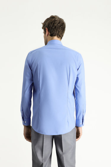 Aqua Mavisi Uzun Kol Slim Fit Dar Kesim Non Iron Ütü Gerektirmeyen Pamuklu Gömlek