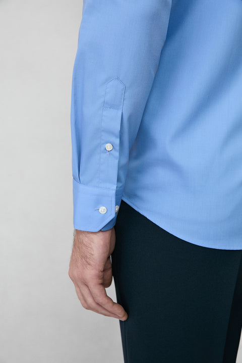 Aqua Mavisi Uzun Kol Slim Fit Non Iron Ütü Gerektirmeyen Pamuklu Klasik Gömlek