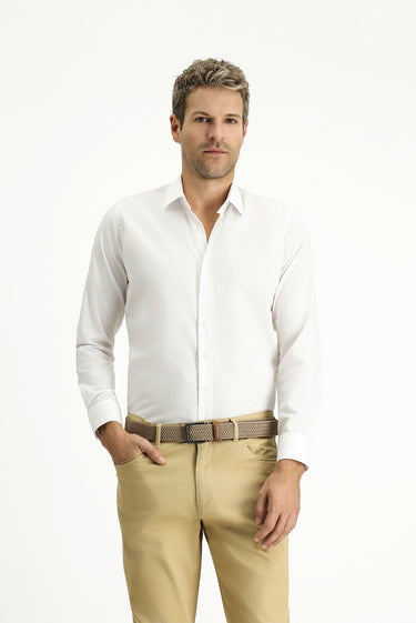  Beyaz Uzun Kol Slim Fit Dar Kesim Non Iron Ütü Gerektirmeyen Pamuklu Gömlek