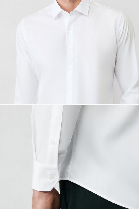 Beyaz Uzun Kol Slim Fit Non Iron Ütü Gerektirmeyen Pamuklu Klasik Gömlek