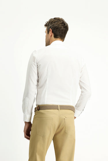 Beyaz Uzun Kol Slim Fit Dar Kesim Non Iron Ütü Gerektirmeyen Pamuklu Gömlek