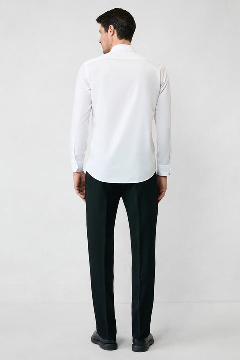 Beyaz Uzun Kol Slim Fit Non Iron Ütü Gerektirmeyen Pamuklu Klasik Gömlek