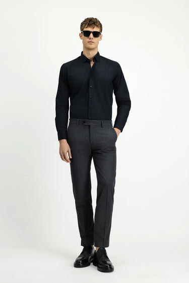  Siyah Uzun Kol Slim Fit Dar Kesim Non Iron Ütü Gerektirmeyen Pamuklu Düğmeli Yaka Gömlek