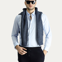 Uçuk Mavi Uzun Kol Slim Fit Düğmeli Yaka Pamuklu Non Iron Ütü Gerektirmeyen Gömlek