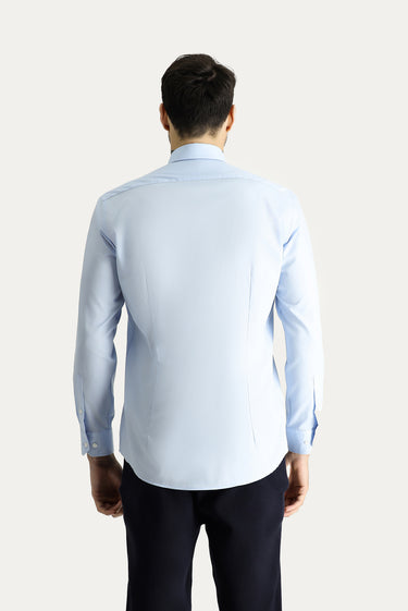 Uçuk Mavi Uzun Kol Slim Fit Dar Kesim Non Iron Ütü Gerektirmeyen Pamuklu Düğmeli Yaka Gömlek