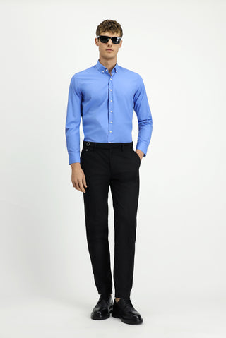  Aqua Mavisi Uzun Kol Slim Fit Dar Kesim Non Iron Ütü Gerektirmeyen Pamuklu Düğmeli Yaka Gömlek