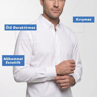 White Long Sleeve Slim Fit Button-Down Collar Cotton Non-Iron Shirt