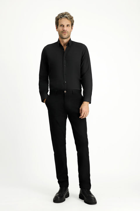 Black Long Sleeve Slim Fit Button-Down Collar Cotton Easy-Iron Four Seasons Oxford Shirt