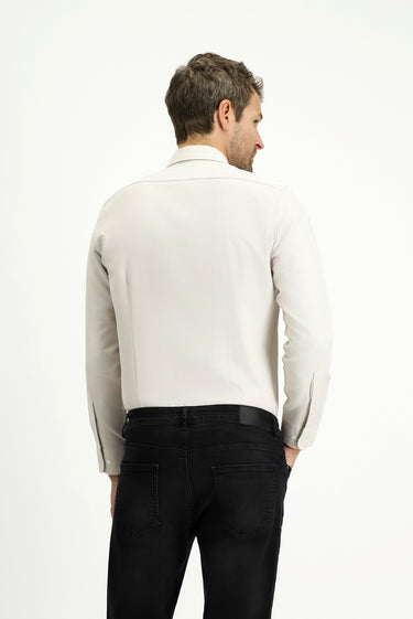 Orta Bej Uzun Kol Slim Fit Düğmeli Yaka Oxford Pamuklu Kolay Ütülenebilir Gömlek
