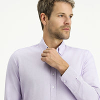 Lila Uzun Kol Slim Fit Düğmeli Yaka Pamuklu Kolay Ütülenebilir 4 Mevsim Oxford Gömlek
