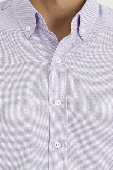 Lila Uzun Kol Slim Fit Düğmeli Yaka Oxford Pamuklu Kolay Ütülenebilir Gömlek