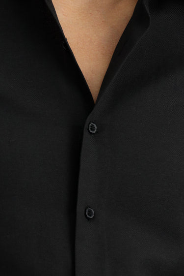Siyah Uzun Kol Slim Fit Klasik Yaka Oxford Pamuklu Kolay Ütülenebilir Gömlek