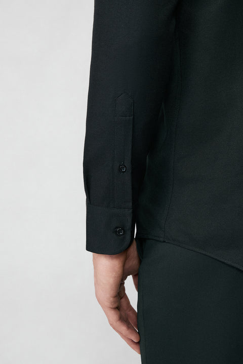 Siyah Uzun Kol Slim Fit Klasik Yaka Pamuklu Kolay Ütülenebilir Oxford 4 Mevsim Gömlek