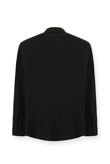 Siyah Uzun Kol Slim Fit Klasik Yaka Oxford Pamuklu Kolay Ütülenebilir Gömlek