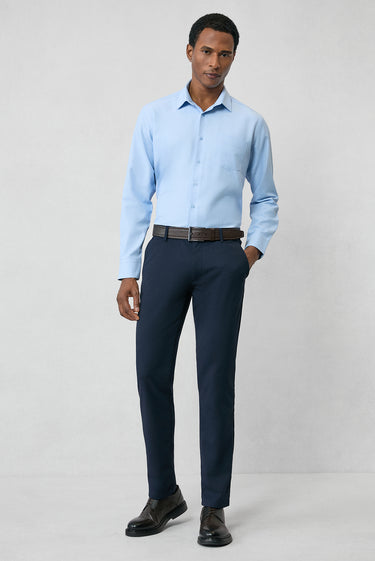  Açık Mavi Uzun Kol Slim Fit Klasik Yaka Pamuklu Kolay Ütülenebilir Oxford 4 Mevsim Gömlek