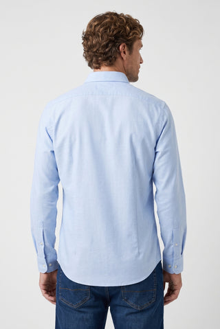  Açık Mavi Uzun Kol Slim Fit Klasik Yaka Pamuklu Kolay Ütülenebilir Oxford 4 Mevsim Gömlek