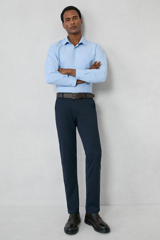  Açık Mavi Uzun Kol Slim Fit Klasik Yaka Pamuklu Kolay Ütülenebilir Oxford 4 Mevsim Gömlek