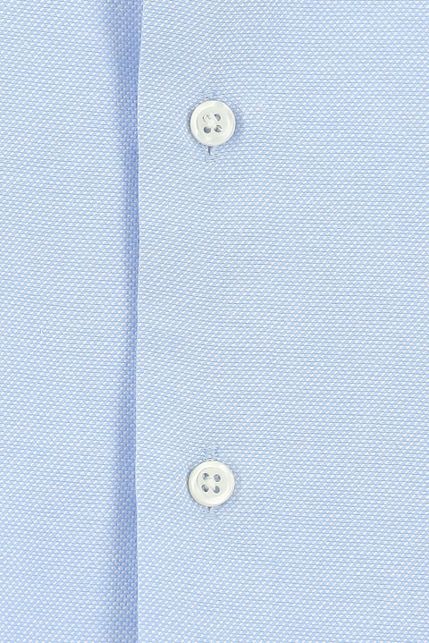 Açık Mavi Uzun Kol Slim Fit Klasik Yaka Pamuklu Kolay Ütülenebilir Oxford 4 Mevsim Gömlek