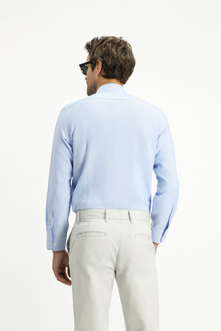  Açık Mavi Uzun Kol Slim Fit Klasik Yaka Pamuklu Kolay Ütülenebilir Oxford 4 Mevsim Gömlek