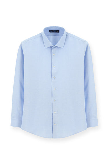 Açık Mavi Uzun Kol Slim Fit Klasik Yaka Pamuklu Kolay Ütülenebilir 4 Mevsim Oxford Gömlek