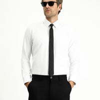 Beyaz Uzun Kol Slim Fit Klasik Yaka Pamuklu Kolay Ütülenebilir 4 Mevsim Oxford Gömlek